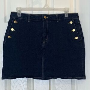 Michael Kors Jean Skirt Gold Buttons Size 16